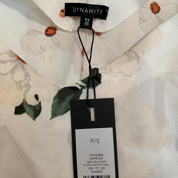 NEW Dynamite, White Floral Satin Slip Cami -Size S - Picture 2 of 4